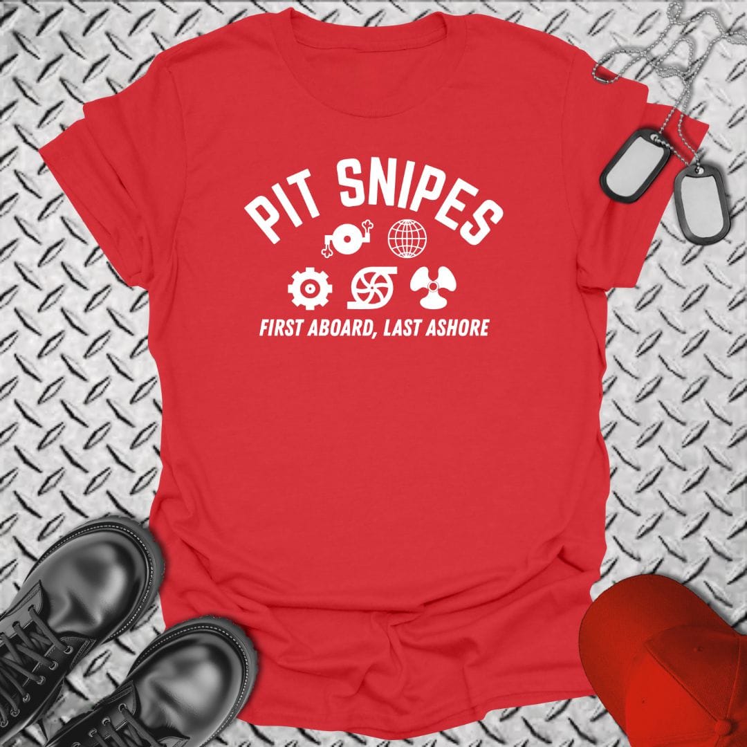 NavyHumor T-Shirt Red / S Pit Snipes - First Aboard T-shirt