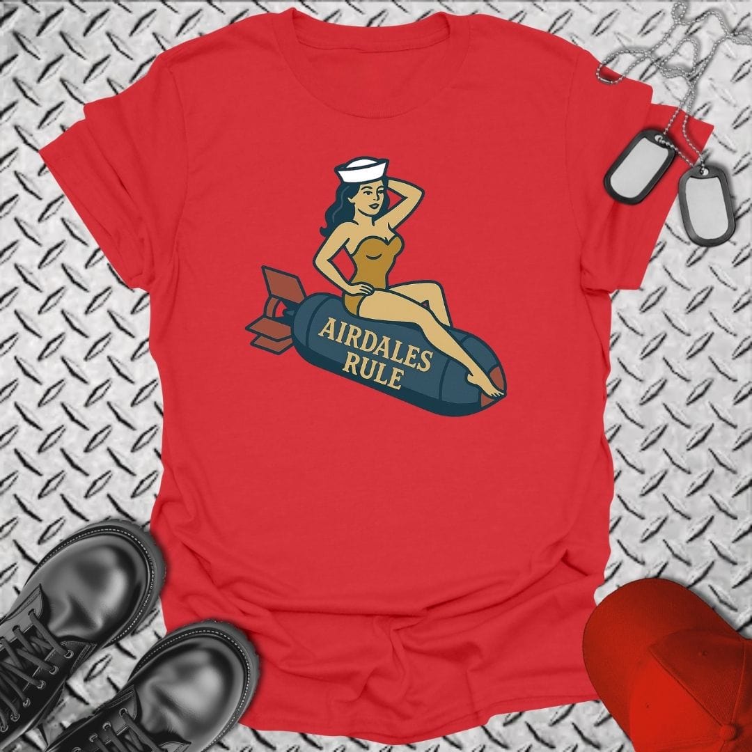NavyHumor T-Shirt Red / S Tattoo - Airdales Rule T-shirt