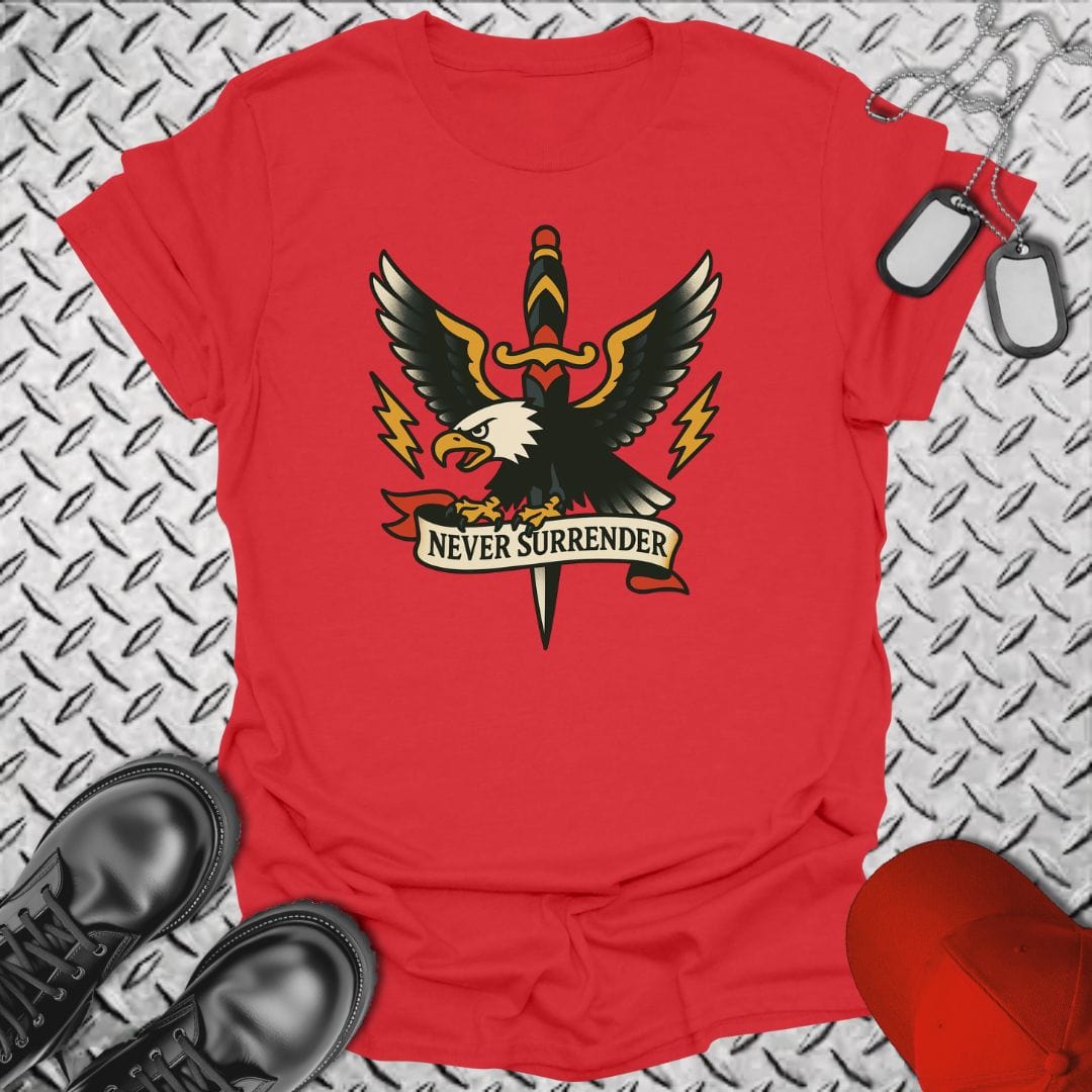 NavyHumor T-Shirt Red / S Tattoo - Never Surrender T-shirt