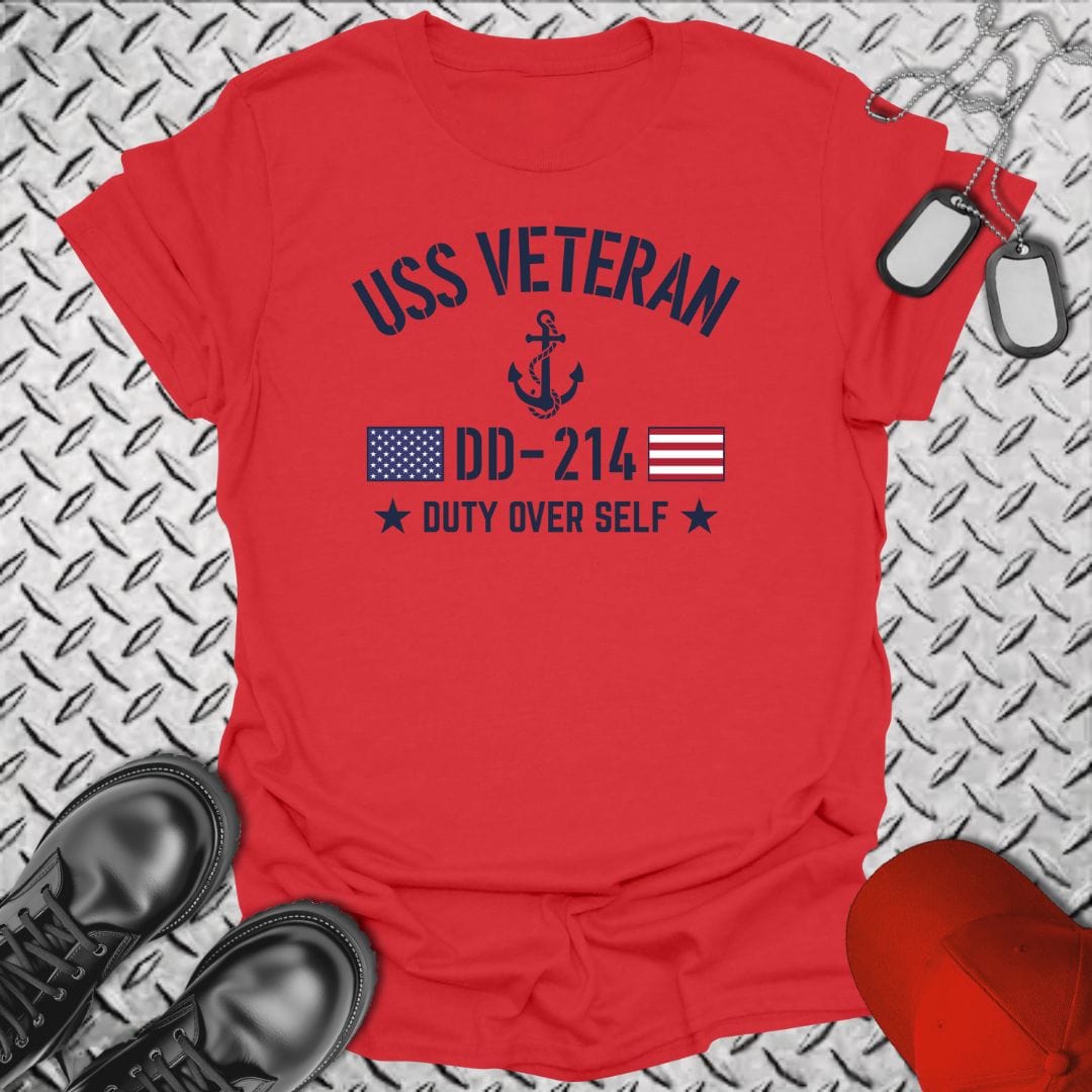 NavyHumor T-Shirt Red / S USS Veteran - Duty Over Self T-shirt