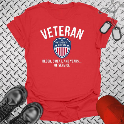 NavyHumor T-Shirt Red / S Veteran - Blood, Sweat, and Years T-shirt