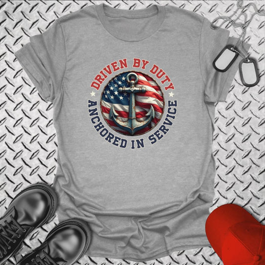 NavyHumor T-Shirt Sport Grey / S Anchored In Service T-shirt