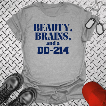 NavyHumor T-Shirt Sport Grey / S Beauty, Brains, and a DD-214 T-shirt