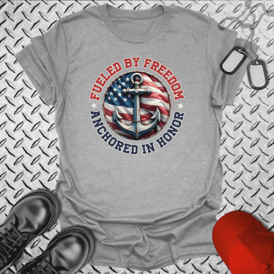 NavyHumor T-Shirt Sport Grey / S Fueled By Freedom - Anchored In Honor T-shirt