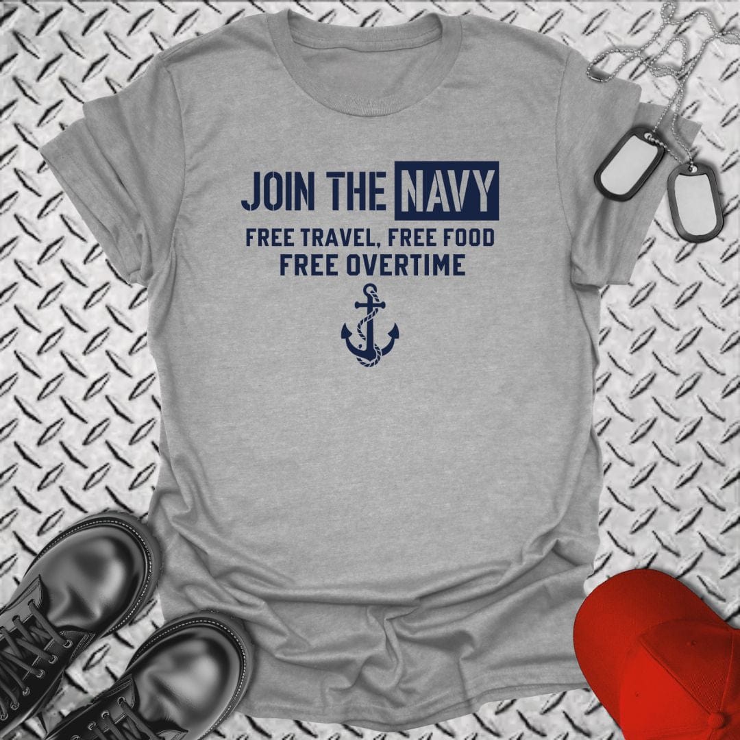 NavyHumor T-Shirt Sport Grey / S Join The Navy - Free Overtime T-shirt