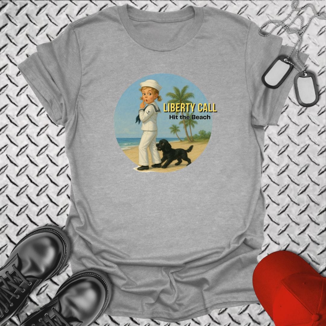 NavyHumor T-Shirt Sport Grey / S Liberty Call - Hit the Beach T-shirt