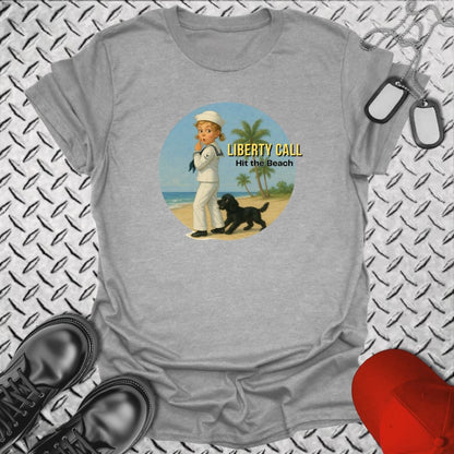NavyHumor T-Shirt Sport Grey / S Liberty Call - Hit the Beach T-shirt
