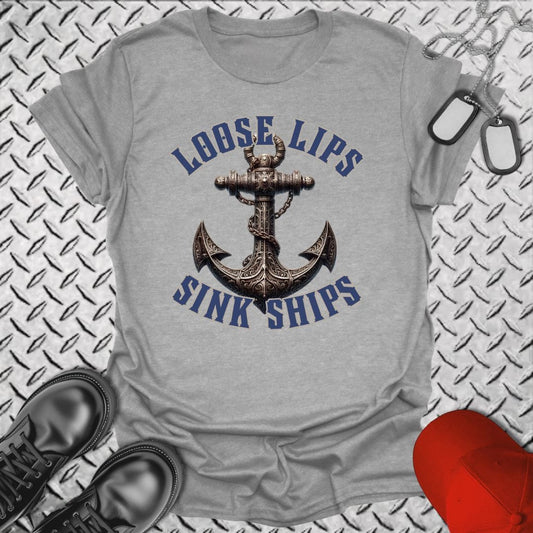 NavyHumor T-Shirt Sport Grey / S Loose Lips Sink Ships T-shirt
