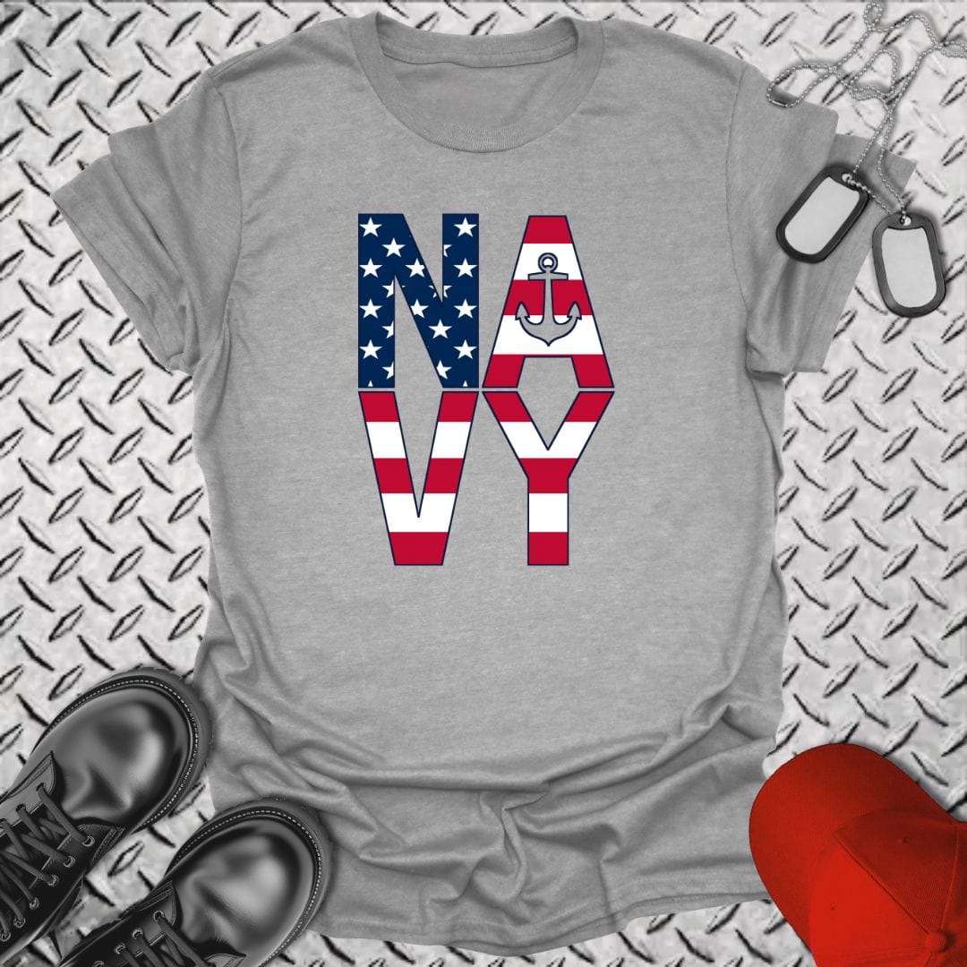 NavyHumor T-Shirt Sport Grey / S Navy - Bold Flag T-shirt
