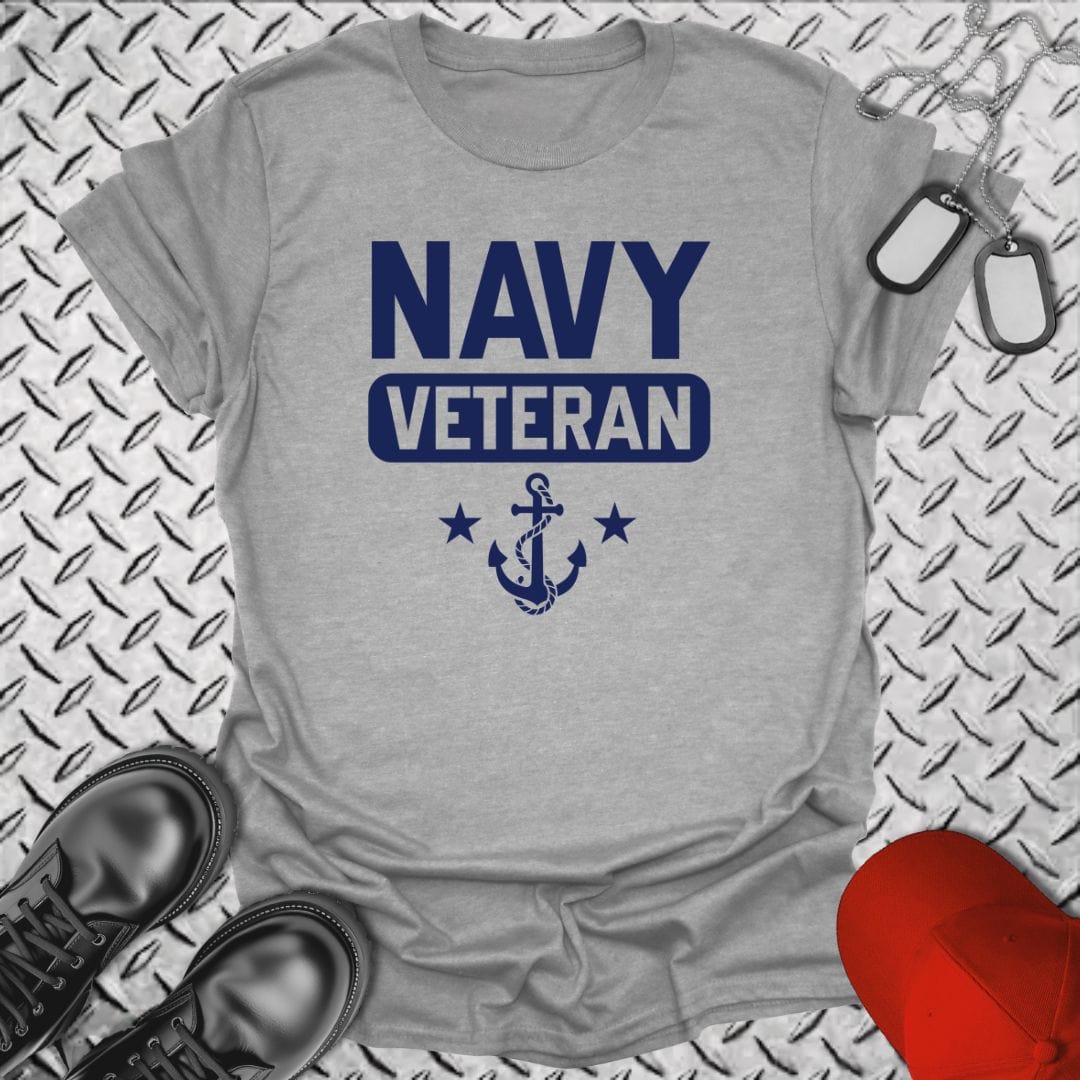 NavyHumor T-Shirt Sport Grey / S Navy Veteran - Anchor and Stars T-shirt