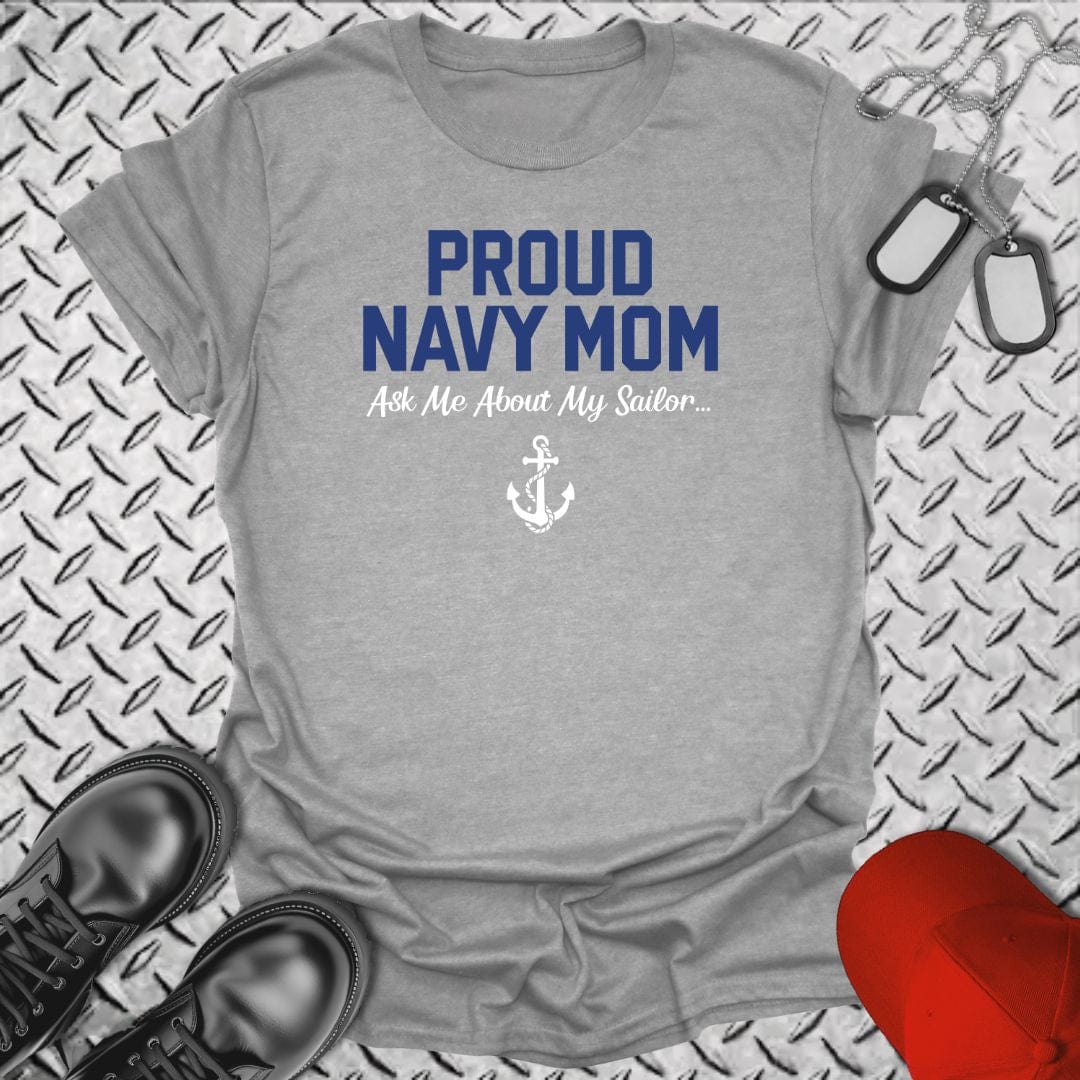 NavyHumor T-Shirt Sport Grey / S Proud Navy Mom - Ask Me T-shirt