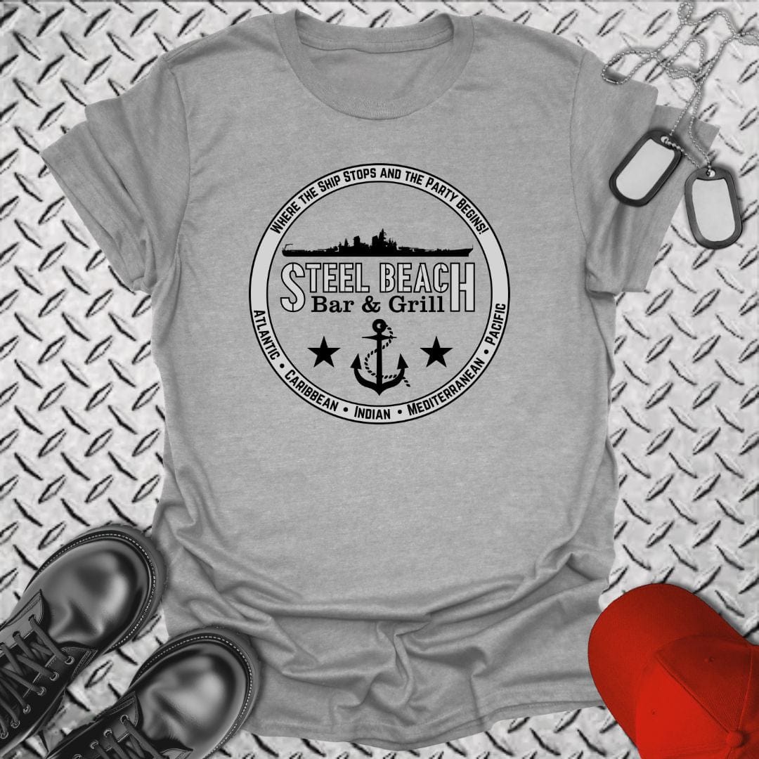 NavyHumor T-Shirt Sport Grey / S Steel Beach Bar and Grille - Surface T-shirt