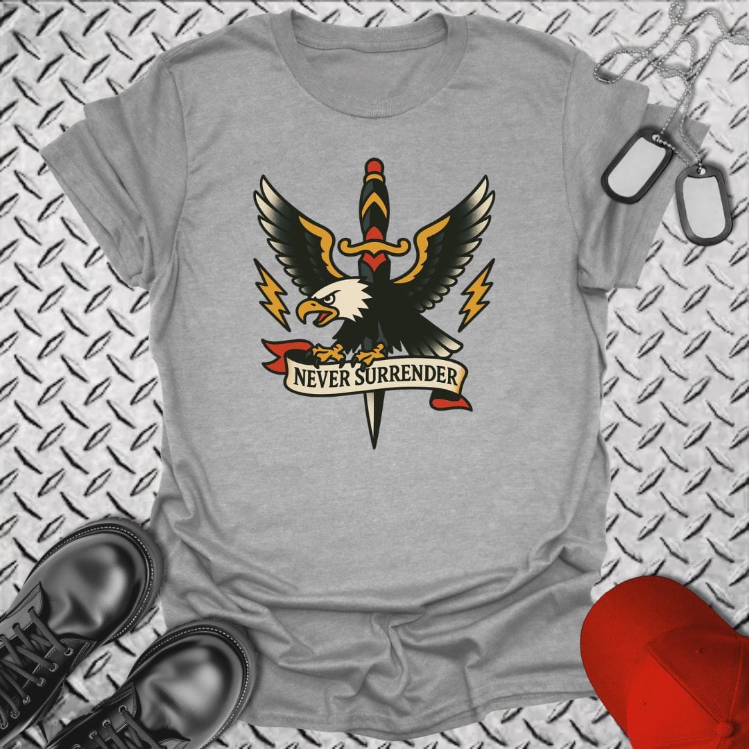 NavyHumor T-Shirt Sport Grey / S Tattoo - Never Surrender T-shirt