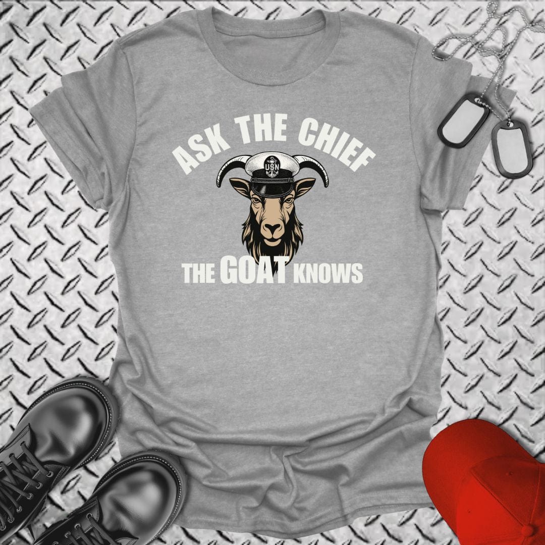 NavyHumor T-Shirt Sport Grey / S The Goat Knows - Ask the Chief T-shirt