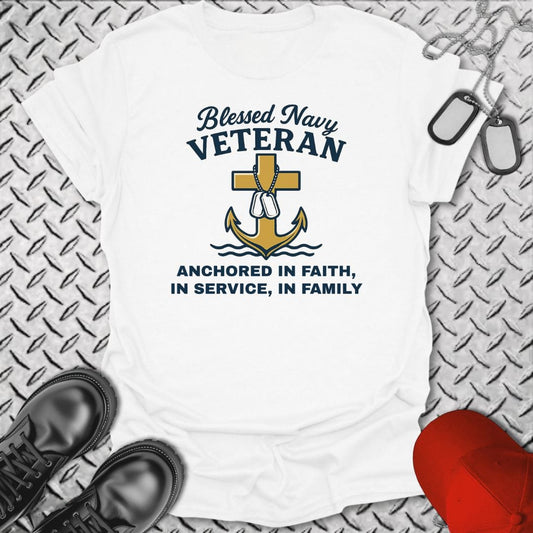 NavyHumor T-Shirt White / S Anchored In Faith T-Shirt