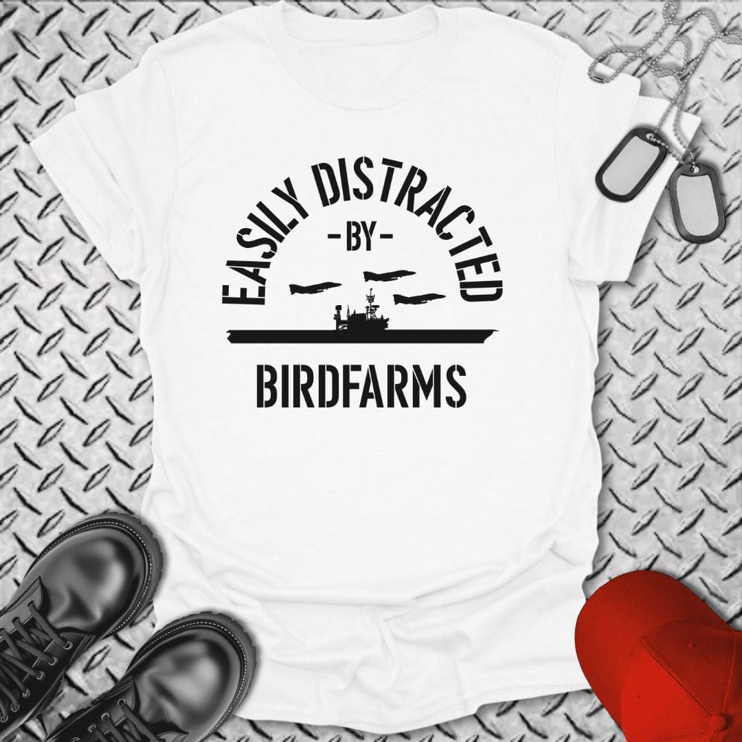 NavyHumor T-Shirt White / S Easily Distracted By Birdfarms T-shirt