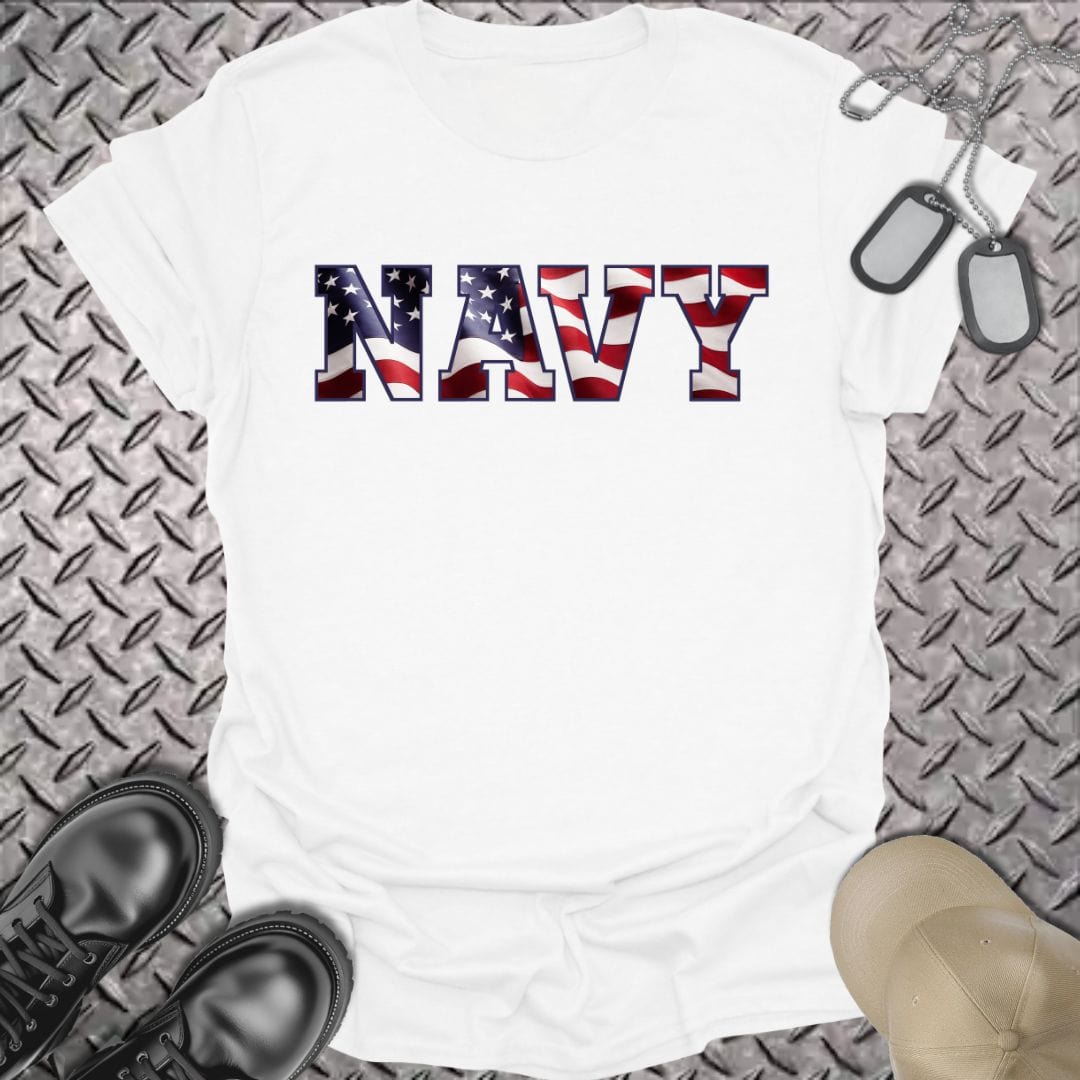 NavyHumor T-Shirt White / S Flag Navy T-shirt