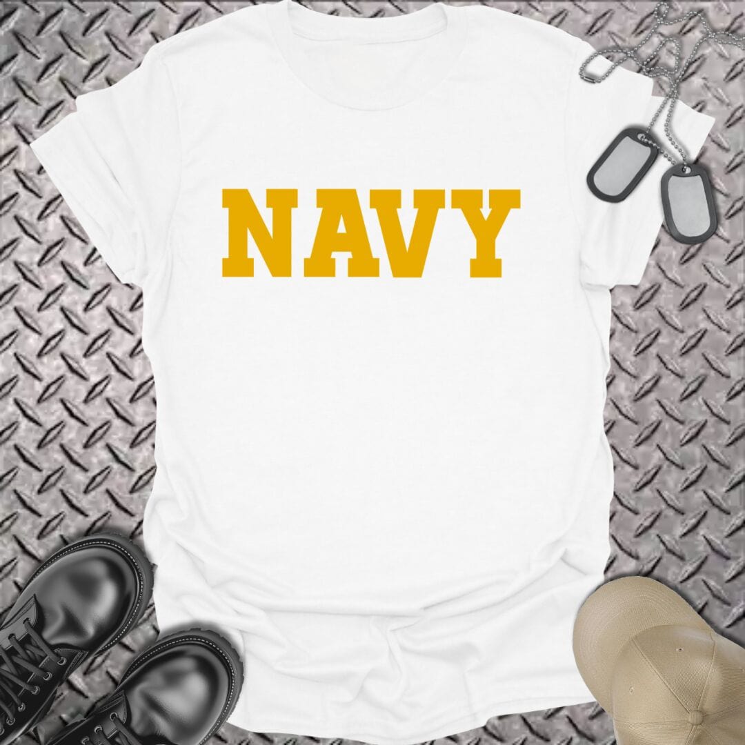 NavyHumor T-Shirt White / S Gold Navy T-shirt