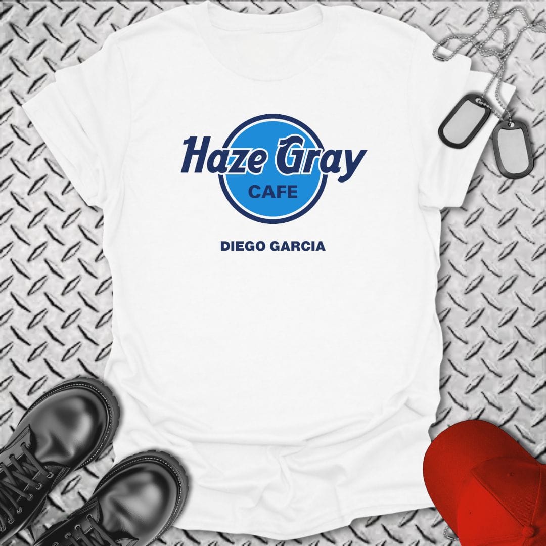 NavyHumor T-Shirt White / S Haze Gray Cafe - Diego Garcia T-shirt