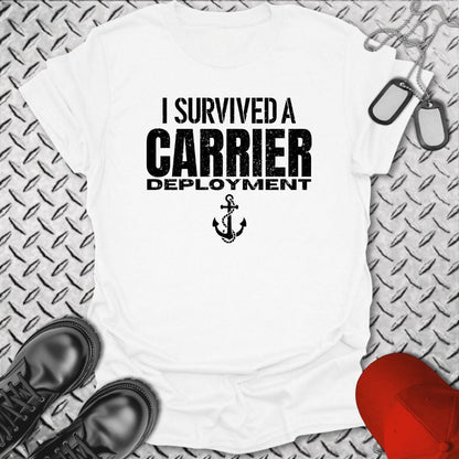 NavyHumor T-Shirt White / S I Survived a Carrier Deployment T-shirt