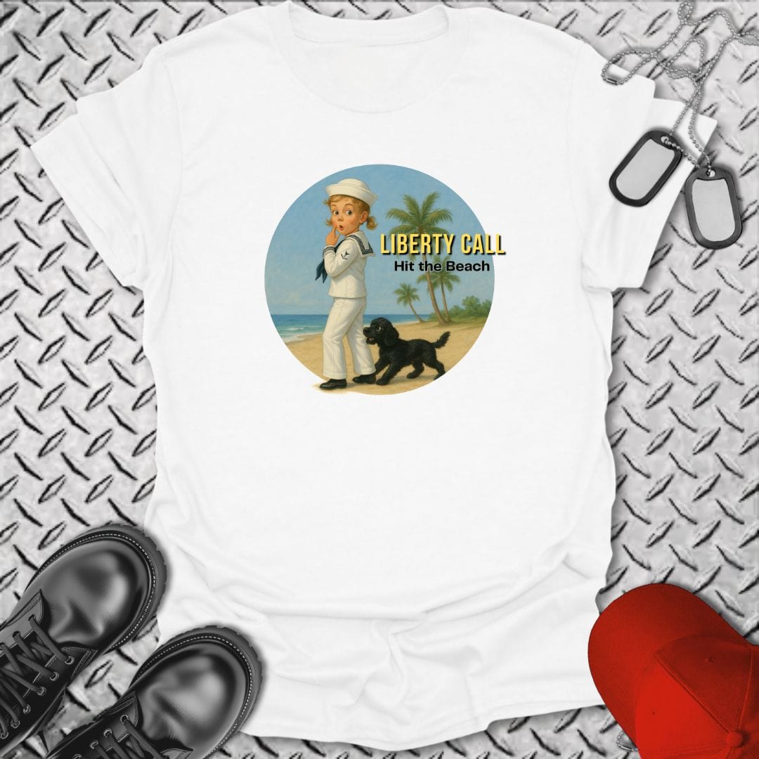 NavyHumor T-Shirt White / S Liberty Call - Hit the Beach T-shirt