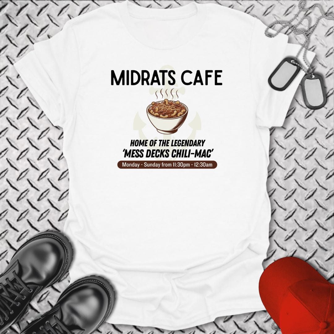 NavyHumor T-Shirt White / S Midrats Cafe, Chili-Mac T-shirt