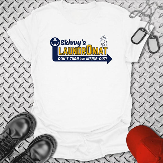NavyHumor T-Shirt White / S Skivvy's Laundromat T-shirt