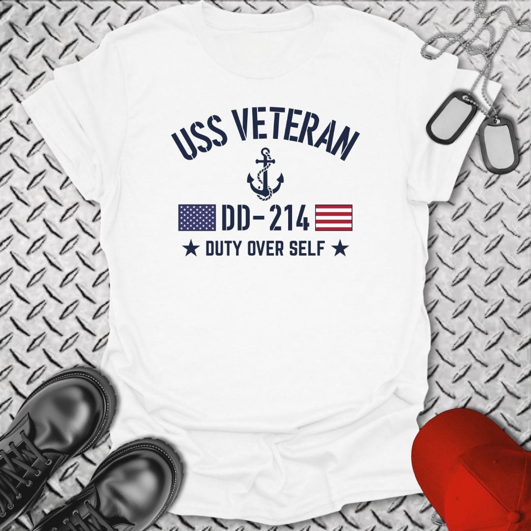 NavyHumor T-Shirt White / S USS Veteran - Duty Over Self T-shirt