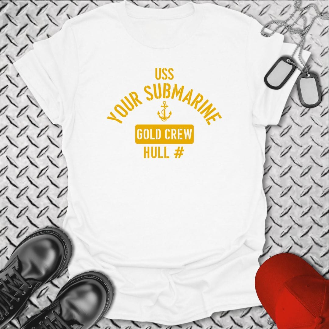 NavyHumor T-Shirt White / S "Your Submarine" Gold Crew T-shirt