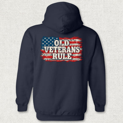 Old Veterans Rule Distressed Flag Hoodie