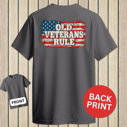 Old Veterans Rule Distressed Flag - Charcoal