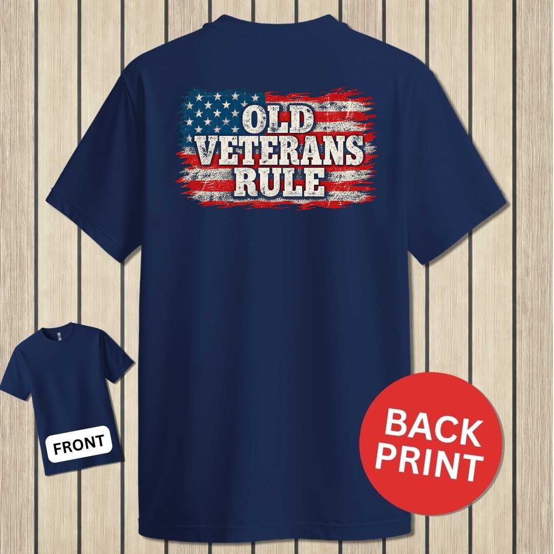 Old Veterans Rule Distressed Flag - Navy