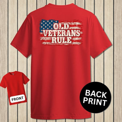 Old Veterans Rule Distressed Flag - Red