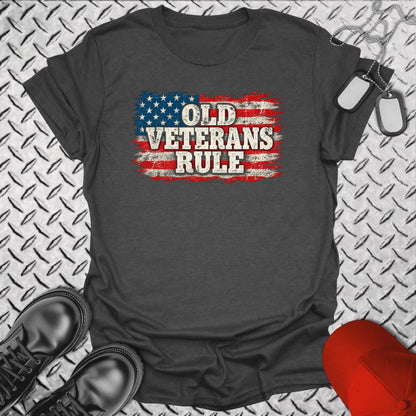 Old Veterans Rule Distressed Flag - Dark Heather