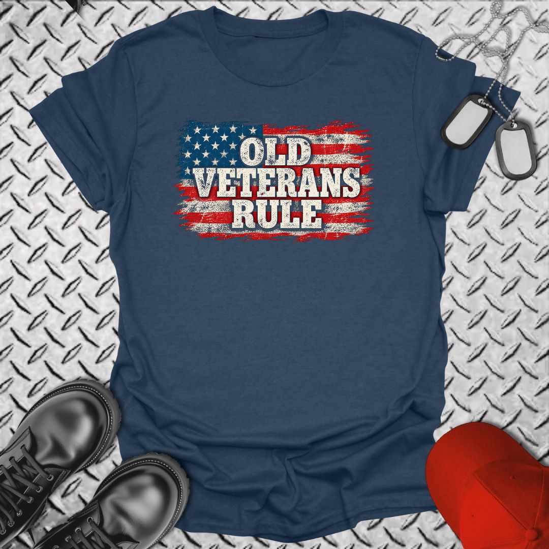 Old Veterans Rule Distressed Flag - Heather Navy