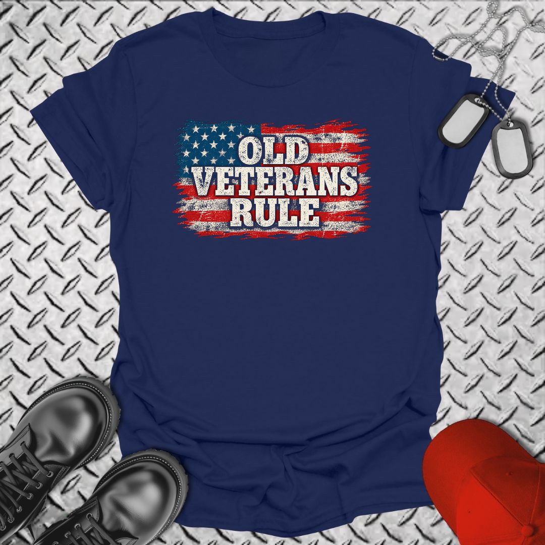 Old Veterans Rule Distressed Flag - Navy