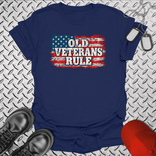 Old Veterans Rule Distressed Flag - Navy