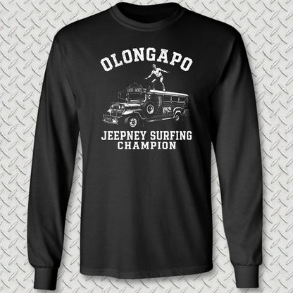 Olongapo Jeepney Surfing Champion Long Sleeve Tee - Black