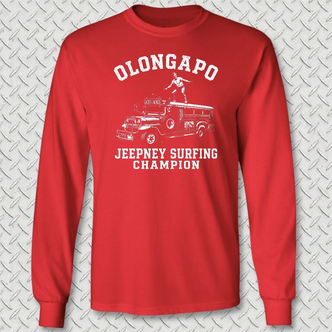 Olongapo Jeepney Surfing Champion Long Sleeve Tee - Red