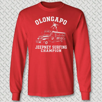 Olongapo Jeepney Surfing Champion Long Sleeve Tee - Red