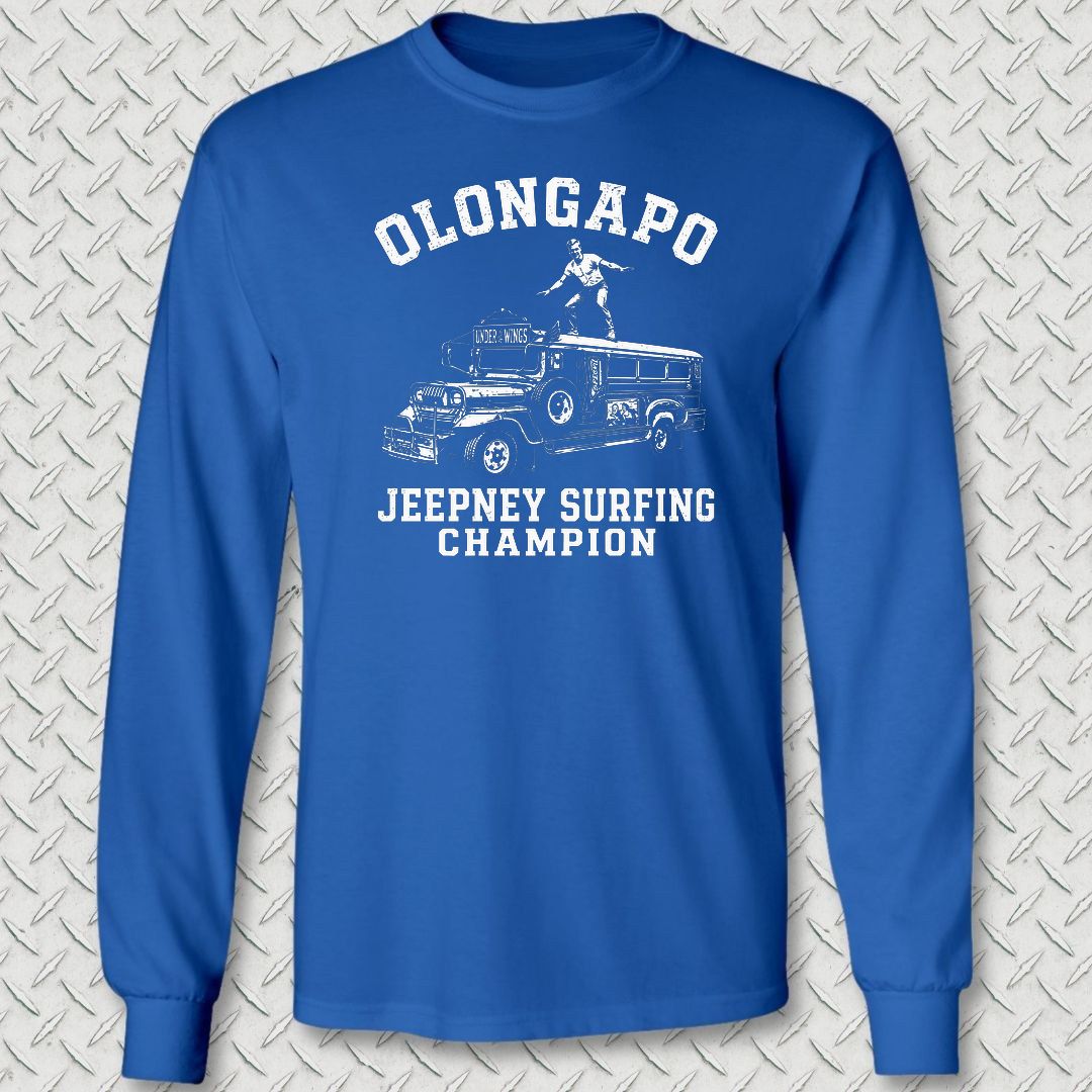 Olongapo Jeepney Surfing Champion Long Sleeve Tee - Royal Blue