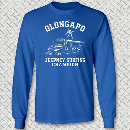 Olongapo Jeepney Surfing Champion Long Sleeve Tee - Royal Blue