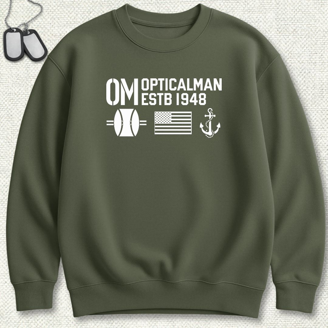 OM - Flag & Anchor Sweatshirt - Military Green