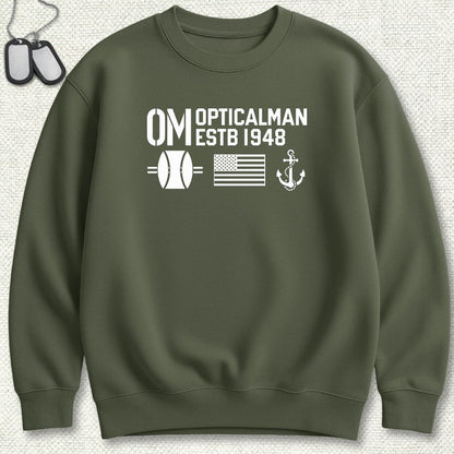 OM - Flag & Anchor Sweatshirt - Military Green