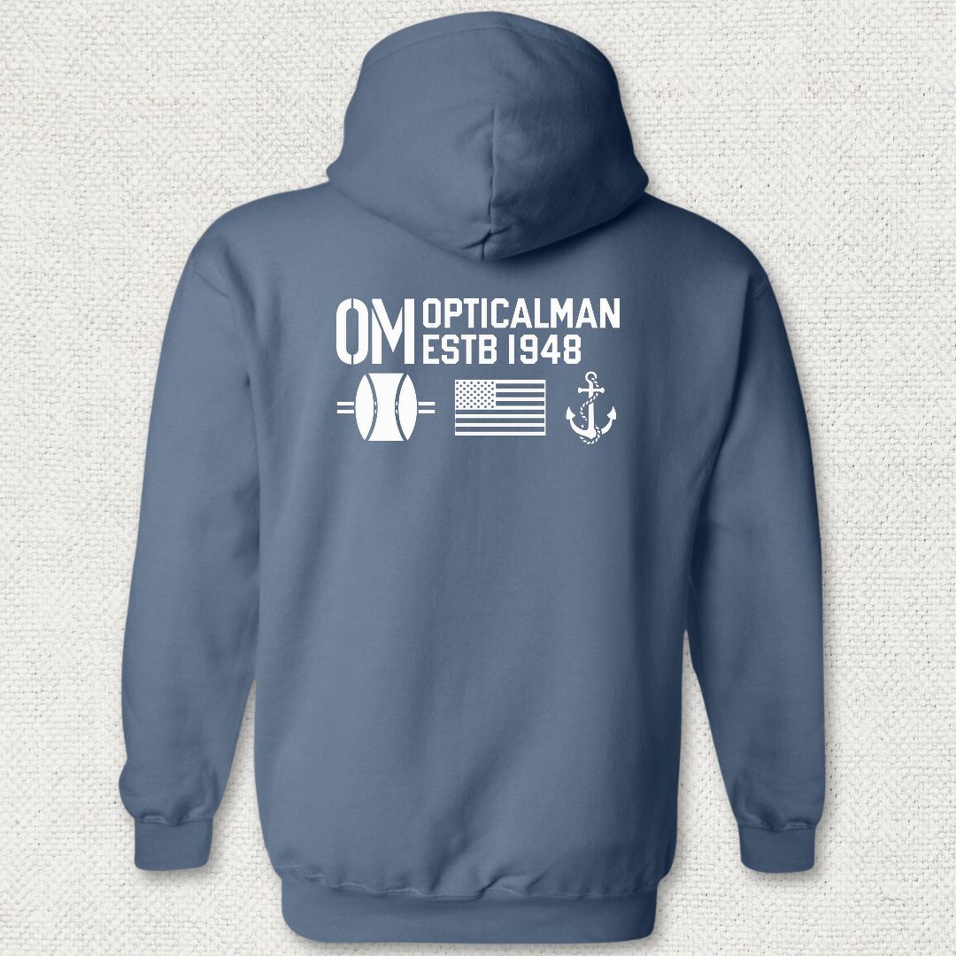 OM - Flag & Anchor Hoodie - Heather Navy