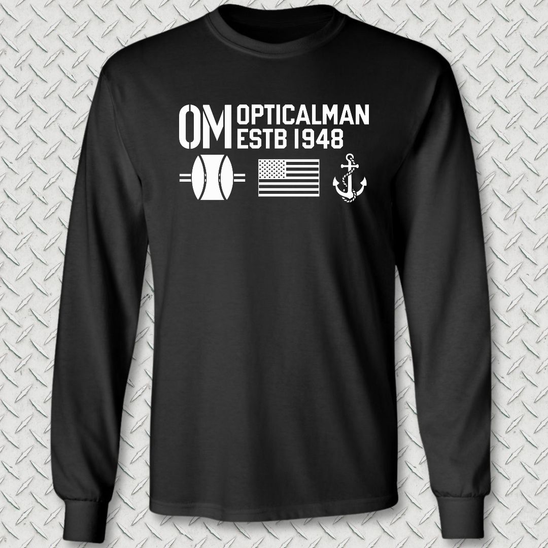OM - Flag & Anchor Long Sleeve Tee - Black