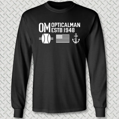 OM - Flag & Anchor Long Sleeve Tee - Black