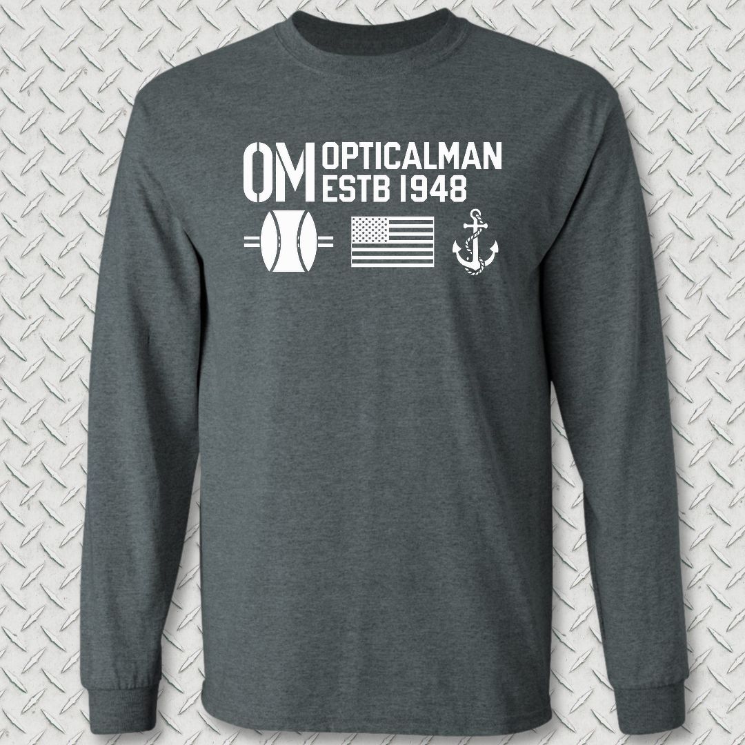 OM - Flag & Anchor Long Sleeve Tee - Dark Heather