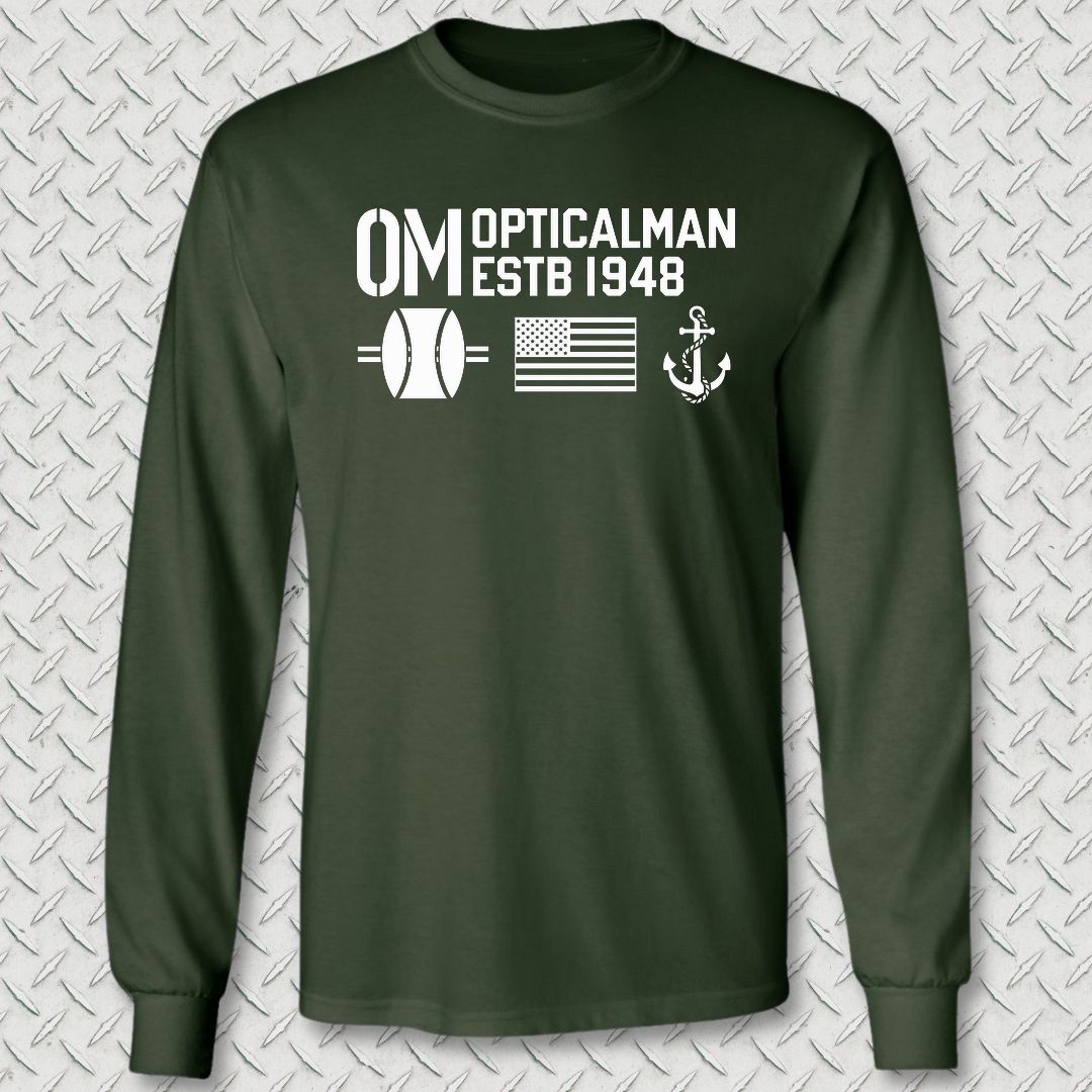 OM - Flag & Anchor Long Sleeve Tee - Forest Green