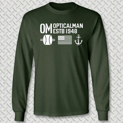 OM - Flag & Anchor Long Sleeve Tee - Forest Green